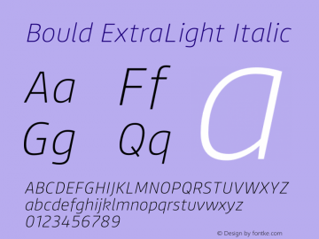 Bould ExtraLight Italic Version 1.000 | wf-rip DC20190505 Font Sample