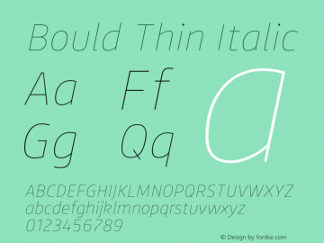 Bould Thin Italic Version 1.000 | wf-rip DC20190505图片样张