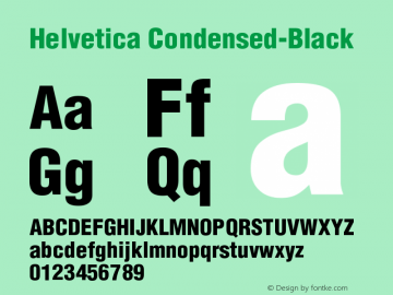 Helvetica Condensed Black Version 001.004 Font Sample