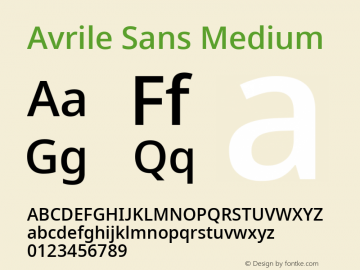 Avrile Sans Medium Version 2.001;May 11, 2019;FontCreator 11.5.0.2425 64-bit图片样张