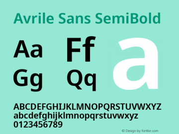 Avrile Sans SemiBold Version 2.001;May 11, 2019;FontCreator 11.5.0.2425 64-bit图片样张