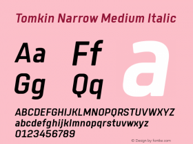 Tomkin Narrow Medium Italic Version 1.000;YWFTv17图片样张