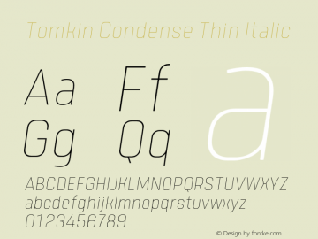 TomkinCondense-ThinItalic Version 1.000;YWFTv17 Font Sample