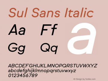 SulSans-Italic Version 1.000;PS 001.000;hotconv 1.0.88;makeotf.lib2.5.64775 Font Sample