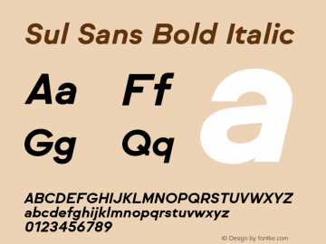 SulSans-BoldItalic Version 1.000;PS 001.000;hotconv 1.0.88;makeotf.lib2.5.64775 Font Sample