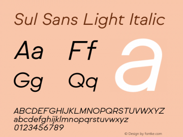 SulSans-LightItalic Version 1.000;PS 001.000;hotconv 1.0.88;makeotf.lib2.5.64775图片样张