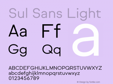 SulSans-Light Version 1.000;PS 001.000;hotconv 1.0.88;makeotf.lib2.5.64775 Font Sample