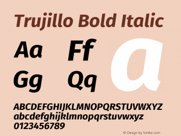 Trujillo Bold Italic Version 4.301;May 12, 2019;FontCreator 11.5.0.2425 64-bit; ttfautohint (v1.8.3)图片样张