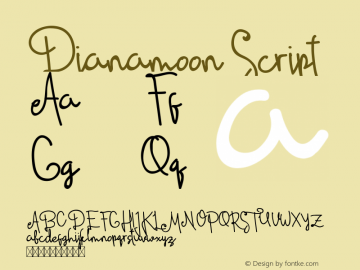 Dianamoon Script Version 1.003;Fontself Maker 3.1.2图片样张