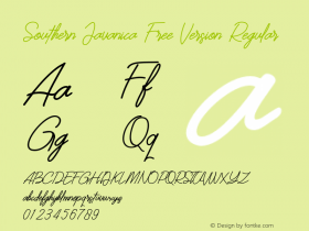 Southern Javanica  Free Version Version 1.000 Font Sample