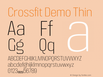Crossfit Demo Thin Version 1.000;PS 001.000;hotconv 1.0.88;makeotf.lib2.5.64775 Font Sample
