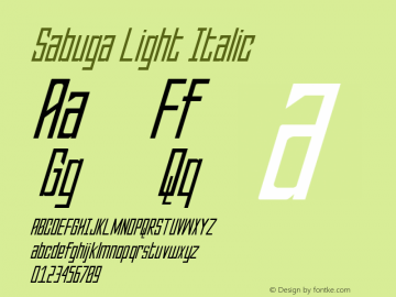 SabugaLight-Italic Version 1.000 Font Sample