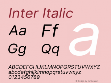 Inter Italic Version 3.005;git-f04932174 Font Sample