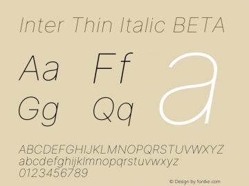 Inter Thin Italic BETA Version 3.005;git-f04932174图片样张