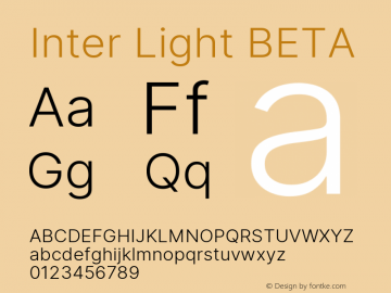 Inter Light BETA Version 3.005;git-f04932174 Font Sample