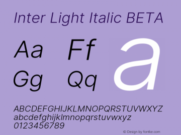 Inter Light Italic BETA Version 3.005;git-f04932174图片样张