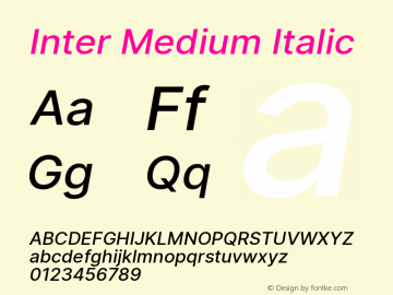 Inter Medium Italic Version 3.005;git-f04932174图片样张