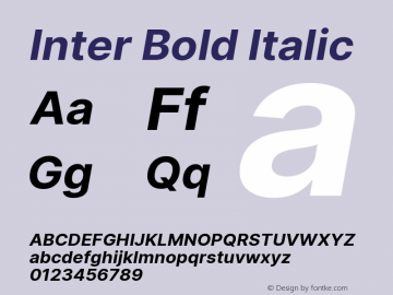 Inter Bold Italic Version 3.005;git-f04932174图片样张