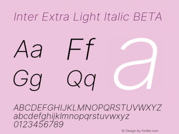 Inter Extra Light Italic BETA Version 3.005;git-f04932174图片样张