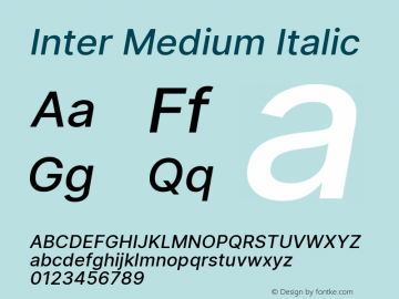 Inter Medium Italic Version 3.005;git-f04932174图片样张