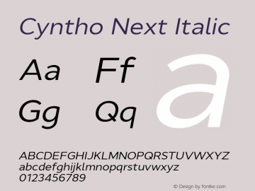 Cyntho Next Italic Version 1.000;YWFTv17 Font Sample