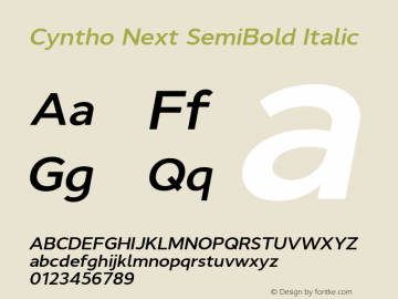 CynthoNext-SemiBoldItalic Version 1.000;YWFTv17 Font Sample