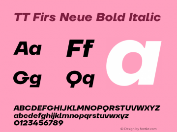 TTFirsNeue-BoldItalic Version 1.000 Font Sample