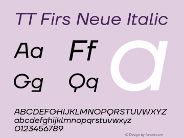 TTFirsNeue-Italic Version 1.000 Font Sample