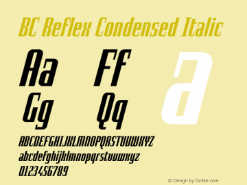 BC Reflex EC Bold Italic Version 1.000 Font Sample