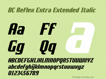 BC Reflex EX Bold Italic Version 1.000 Font Sample