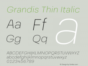 Grandis-ThinItalic Version 1.000 | wf-rip DC20190510图片样张