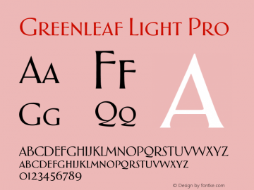 Greenleaf Light Pro Version 1.000 | wf-rip DC20190510 Font Sample
