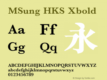 MSung HKS Xbold  Font Sample