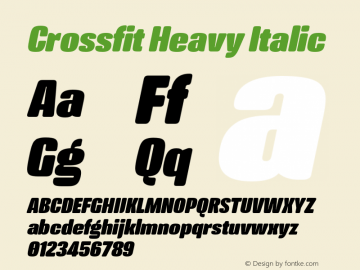 Crossfit-HeavyItalic Version 1.000;PS 001.000;hotconv 1.0.88;makeotf.lib2.5.64775图片样张