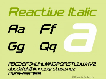 Reactive Italic Version 1.00;March 26, 2019;FontCreator 11.5.0.2422 64-bit Font Sample