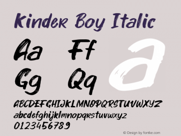 Kinder Boy Italic Version 1.000 Font Sample