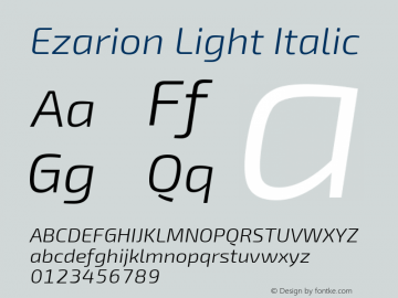 Ezarion Light Italic Version 1.001;May 22, 2019;FontCreator 11.5.0.2425 64-bit; ttfautohint (v1.8.3)图片样张