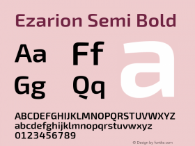 Ezarion Semi Bold Version 1.001;May 22, 2019;FontCreator 11.5.0.2425 64-bit; ttfautohint (v1.8.3) Font Sample