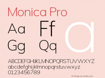 Monica Pro Version 1.000 Font Sample