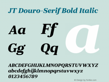 JT Douro-Serif Bold Italic Version 1.000;PS 001.000;hotconv 1.0.88;makeotf.lib2.5.64775 Font Sample