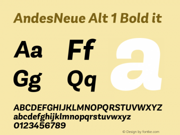 AndesNeue Alt 1 Bold it Version 1.001;PS 001.001;hotconv 1.0.88;makeotf.lib2.5.64775图片样张