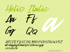 Helio Italic Version 1.00;May 14, 2019;FontCreator 11.5.0.2430 32-bit Font Sample