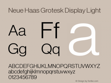 Neue Haas Grotesk Display Light Version 1.02 Font Sample