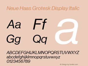 Neue Haas Grotesk Display Italic Version 1.02 Font Sample