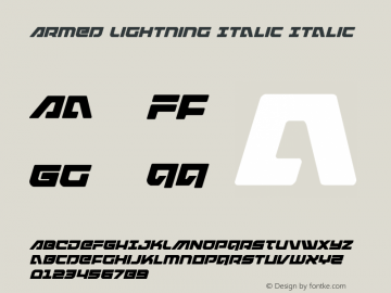 Armed Lightning Italic Version 1.1; 2019 Font Sample