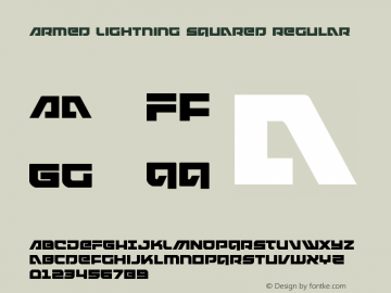 Armed Lightning Squared Version 1.1; 2019 Font Sample