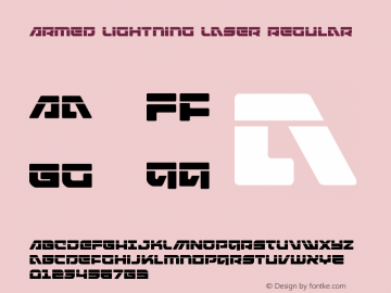 Armed Lightning Laser Version 1.1; 2019 Font Sample