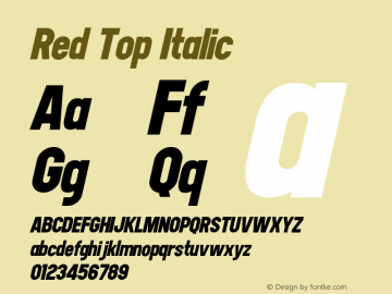 RedTop-Italic Version 1.00 December 15, 2012, initial release Font Sample