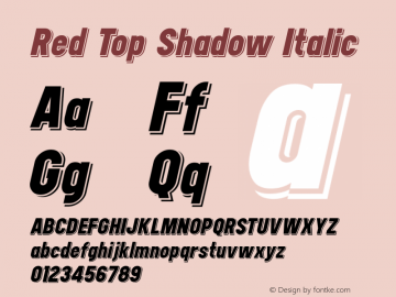 RedTopShadow-Italic Version 1.00 December 15, 2012, initial release Font Sample