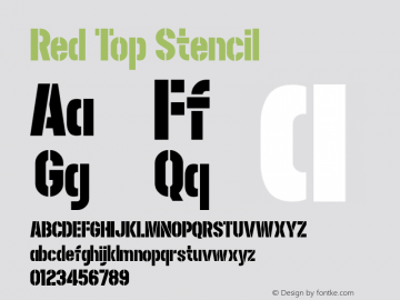 RedTopStencil Version 1.00 December 15, 2012, initial release Font Sample